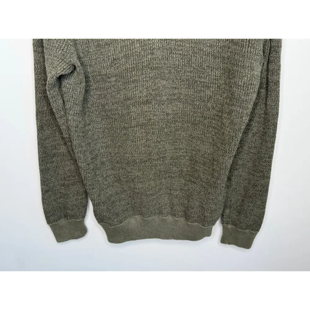 Banana Republic 1/4 Zip Knit Sweater with Shoulder Patches Olive Green Men's XXL